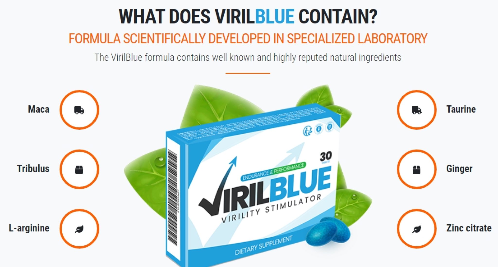 VirilBlue - Complément Naturel Pour La Force Et La Performance Masculine, Boîte De 30 Comprimés